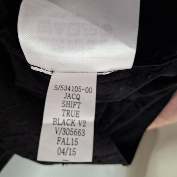 Vintage GAP Shift True Black Smocked Eyelet Cotton Dress, Lined Size S, Pockets - Picture 9 of 10